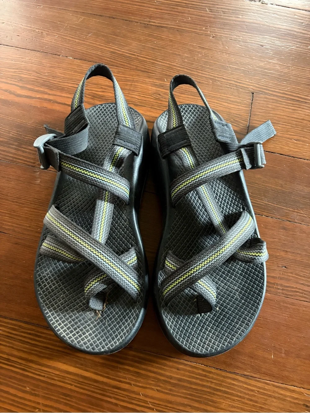 Chaco Men's Gray Sandals with Yellow Stripe